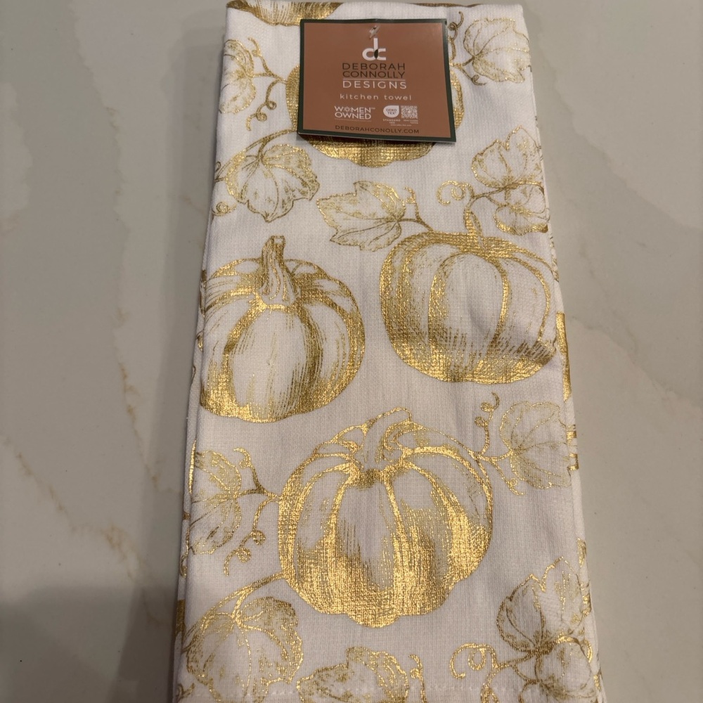 Gold Pumpkin Kitchen Towels set of 2